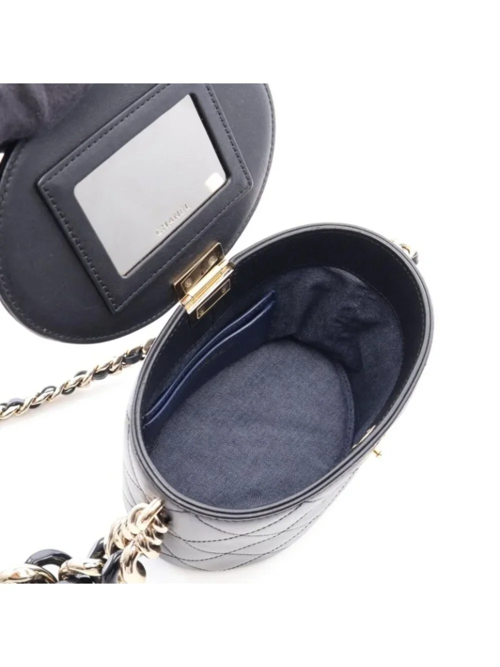 Chanel Shoulder Bag Quilted Black Lambskin Vanity Chain